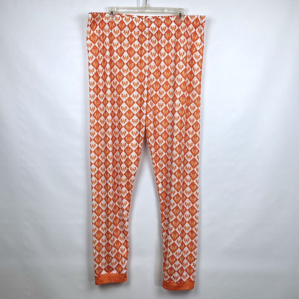 Whataburger Adult XL Pajama PJ Pants Orange & White Logo Unisex Polyester Jogger